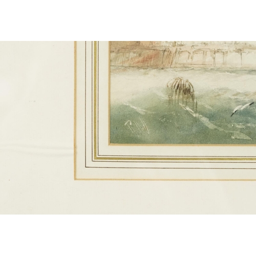 671 - Richmond Markes - Off the South Coast, Victorian  naval interest watercolour, mounted, framed and gl... 