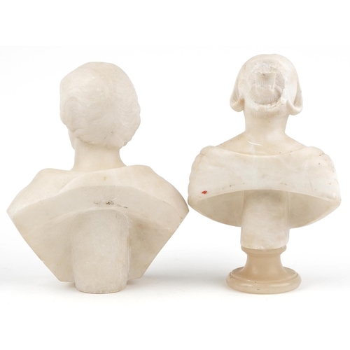 193 - Two 19th/early 20th century carved white alabaster busts including a Roman Warrior, the largest over... 