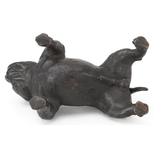 1502 - Patinated bronze British Bulldog, impressed marks to the base, 19cm in length