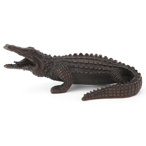 1417 - Patinated bronze study of a crocodile, 24cm in length