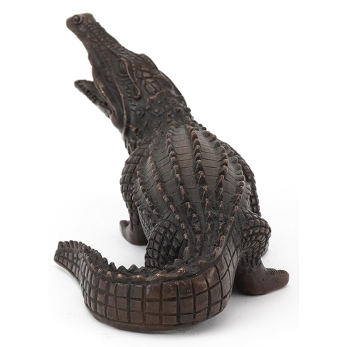 1417 - Patinated bronze study of a crocodile, 24cm in length