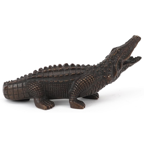 1417 - Patinated bronze study of a crocodile, 24cm in length