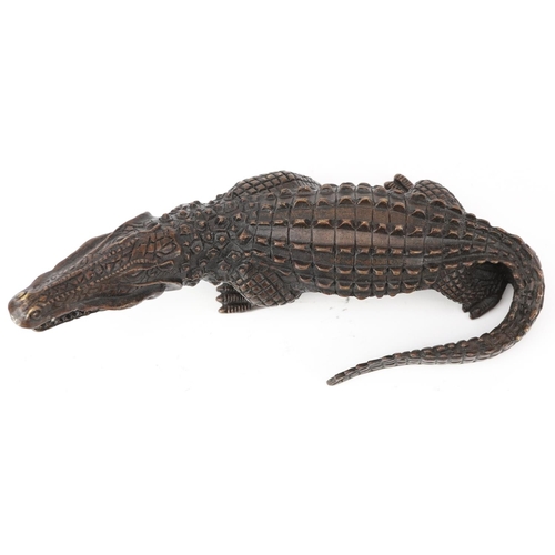 1417 - Patinated bronze study of a crocodile, 24cm in length