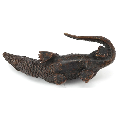 1417 - Patinated bronze study of a crocodile, 24cm in length