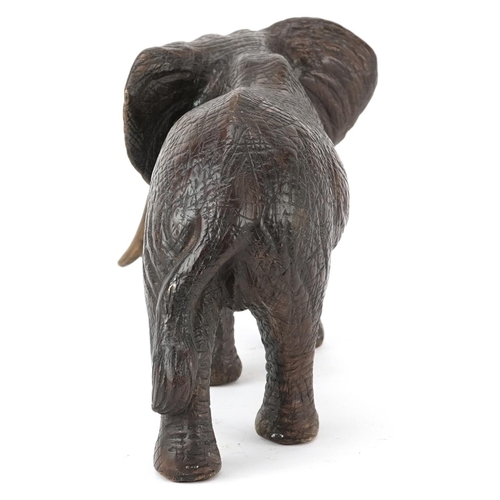 625 - Japanese patinated okimono of a bull elephant, 30cm in length