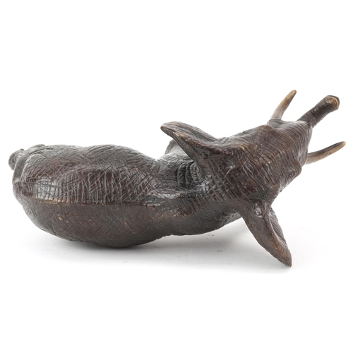 625 - Japanese patinated okimono of a bull elephant, 30cm in length