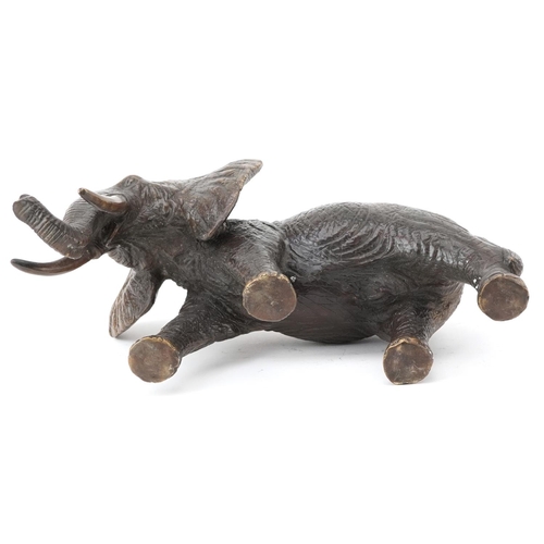 625 - Japanese patinated okimono of a bull elephant, 30cm in length