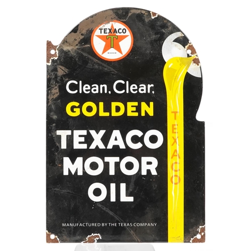 610 - Automobilia interest Texaco Motor Oil enamel advertising sign, 30cm x 20cm