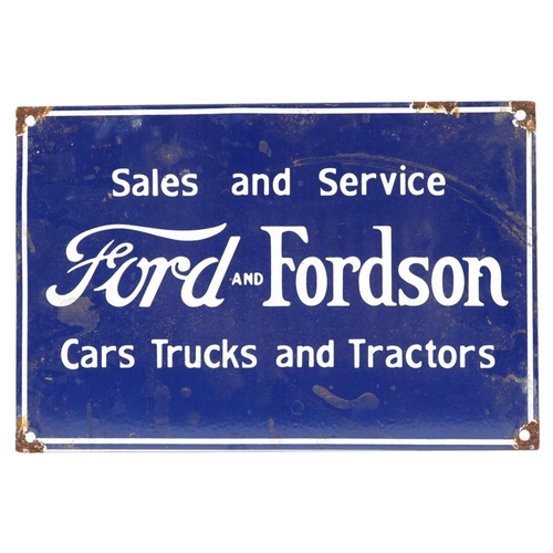 1532 - Automobilia interest Ford and Forsdson Cars, Trucks and Tractors enamel advertising sign, 30cm x 20c... 