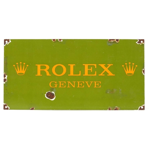 1374 - Horological interest Rolex Geneve enamel advertising sign, 46cm x 23cm