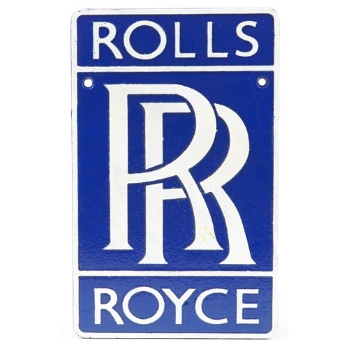 1376 - Six sporting and automobilia interest painted cast iron plaques including Rolls Royce and Shell Moto... 