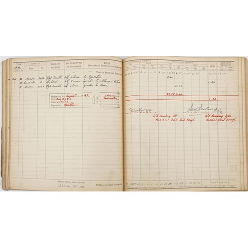 1853 - British military World War II Royal Air Force pilot's flying log book previously belonging to Sergea... 