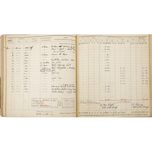 1853 - British military World War II Royal Air Force pilot's flying log book previously belonging to Sergea... 