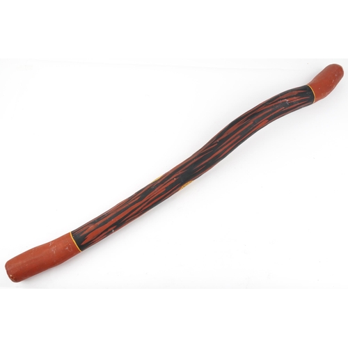 1540 - Tribal interest Aboriginal digeridoo hand painted with a serpent, 123cm in length