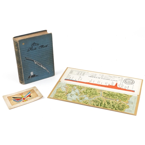 1786 - Ephemera including My First Book by Jerome K Jerome, World War I silk postcard and souvenir model of... 