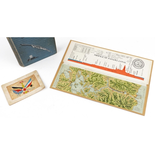 1786 - Ephemera including My First Book by Jerome K Jerome, World War I silk postcard and souvenir model of... 