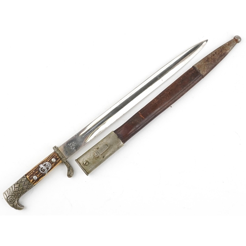 1894 - German military interest police bayonet with scabbard and steel blade engraved Alexander Coppel, 48c... 