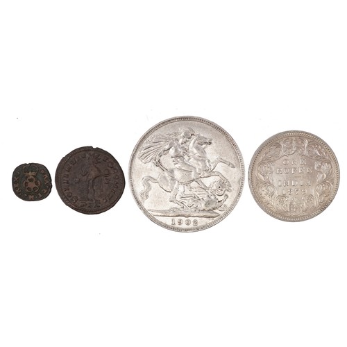 2089 - Antiquarian and later coinage including Edward VII 1902 crown and 1879 Indian one rupee