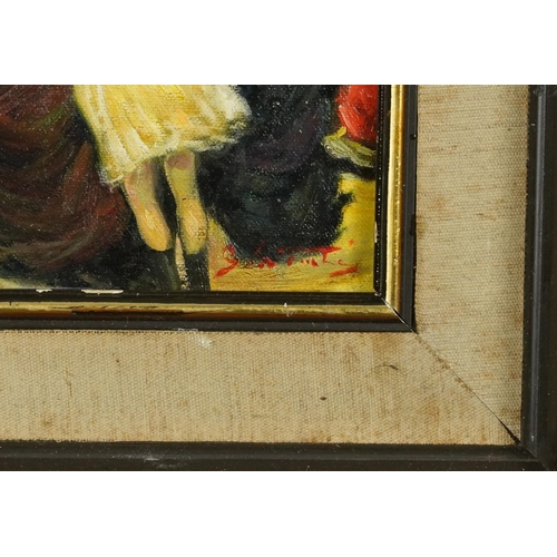 1270 - After Gaston la Touche - French theatre, Impressionist oil on board, mounted and framed, 33cm x 28cm... 