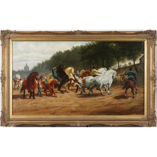 1057 - After Rosa Bonheur - The Horse Fair, equestrian interest French school oil on canvas bearing an indi... 