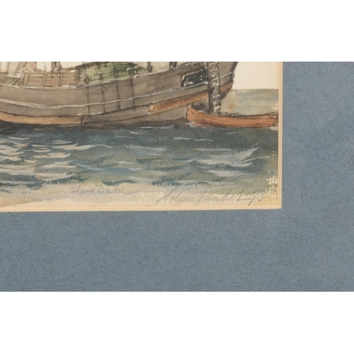 448 - Hans Dahl 1873 - Fishing boat, late 19th century Norwegian school pencil and watercolour, mounted, f... 