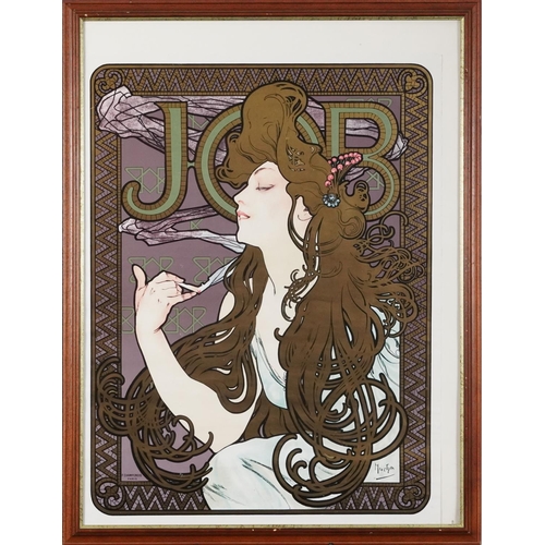 786 - After Alphonse Mucha - Job Cigarette Papers and one other, two Art Nouveau style prints in colour, o... 