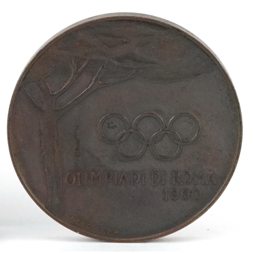 1720 - Sporting interest 1960 Olympic bronze medallion and a Italian Athletics Federation desk paperweight,... 