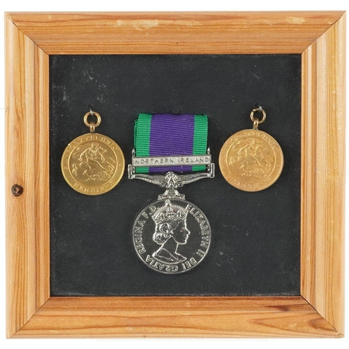 1816 - Two British military Polytechnic Harriers medals and one other housed in a glazed frame inscribed CP... 