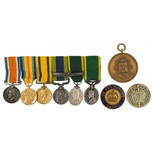 1818 - British militaria including a dress medal group with Territorial War medal and On War Service lapel