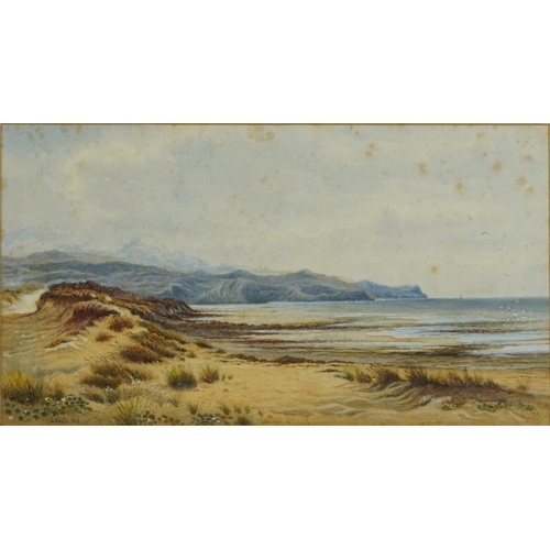 1307 - John White 1898 - Coastal scene before cliffs, possibly Welsh, late 19th century heightened watercol... 