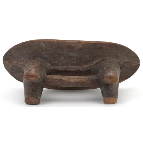 1548 - African tribal interest carved hardwood headrest, 30cm wide