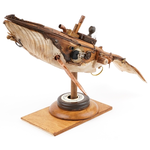 325 - Clive Fredriksson, Contemporary nautical interest painted wood and sculpture with metal mounts of a ... 