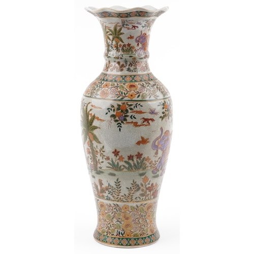 1303 - Large Chinese porcelain vase decorated with elephants and flowers, 59.5cm high