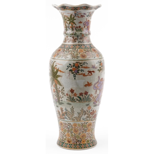 1303 - Large Chinese porcelain vase decorated with elephants and flowers, 59.5cm high