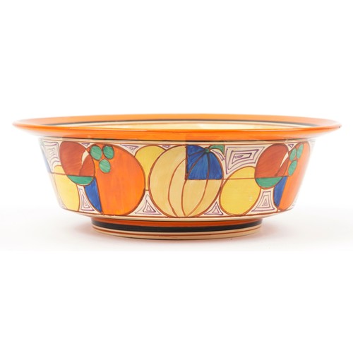 2 - Clarice Cliff, large Art Deco Fantastique Bizarre Tolphin wash bowl hand painted in the melon patter... 
