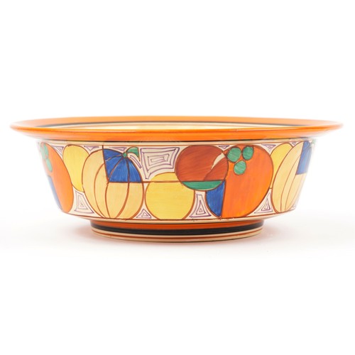 2 - Clarice Cliff, large Art Deco Fantastique Bizarre Tolphin wash bowl hand painted in the melon patter... 