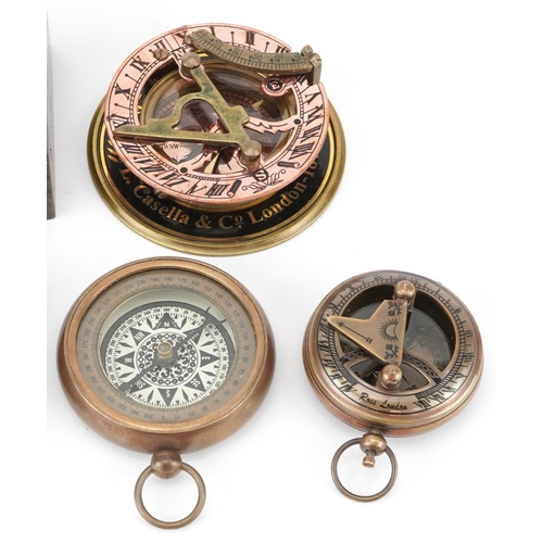 1281 - Naval interest scientific instruments including World War I style compass and sextant, the largest 8... 