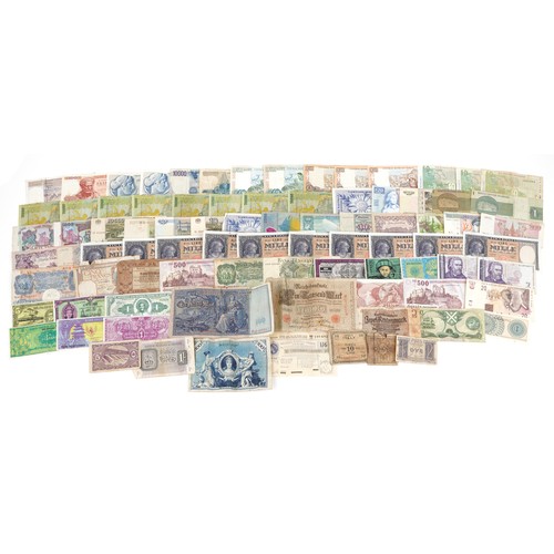 2199 - Collection of world banknotes including France and Cyprus