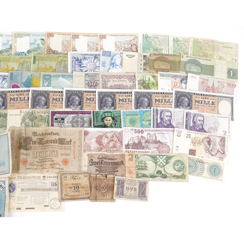 2199 - Collection of world banknotes including France and Cyprus