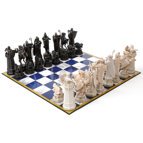 1470 - Harry Potter chess set with board and magazine published by D'Agostino 2007, the largest pieces appr... 