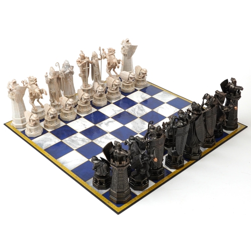 1470 - Harry Potter chess set with board and magazine published by D'Agostino 2007, the largest pieces appr... 