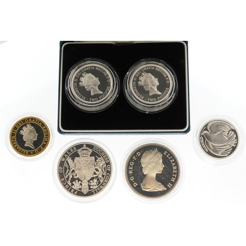 2178 - United Kingdom silver proof coins by The Royal Mint comprising 1989 two pounds two coin set, 1995 Wo... 