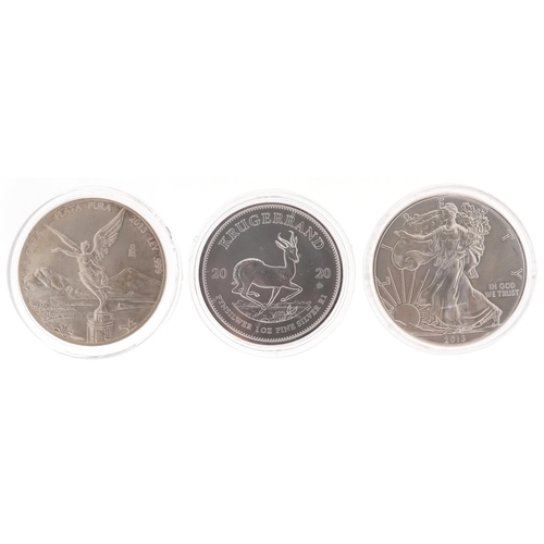 2180 - Three continental silver proof coins comprising United States of America 2013 one ounce fine silver ... 