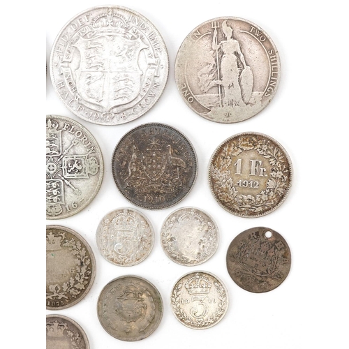 2113 - Early 19th century and later British and world coinage including William IV 1834 sixpence, half crow... 