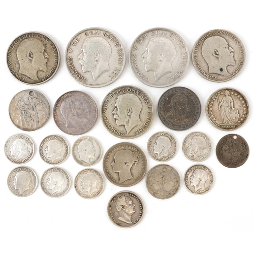 2113 - Early 19th century and later British and world coinage including William IV 1834 sixpence, half crow... 