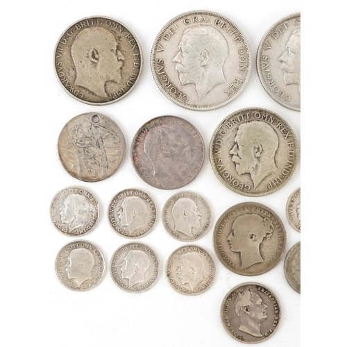 2113 - Early 19th century and later British and world coinage including William IV 1834 sixpence, half crow... 