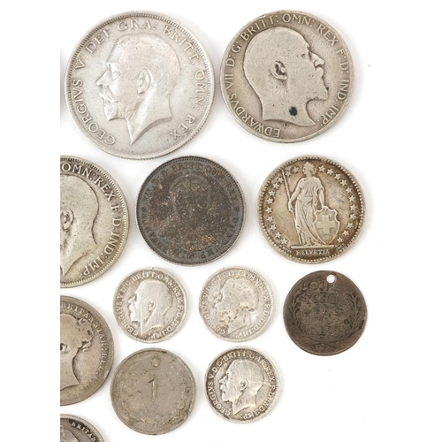 2113 - Early 19th century and later British and world coinage including William IV 1834 sixpence, half crow... 