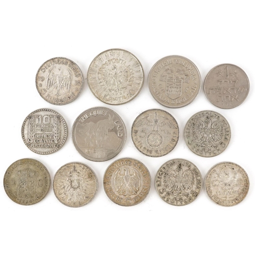 2115 - European coinage, some silver, including five reichs and one Dutch guilder, total 134g