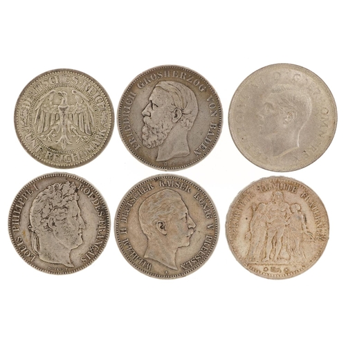 2112 - 19th century and later British and European coinage including two French five francs dates 1843 and ... 