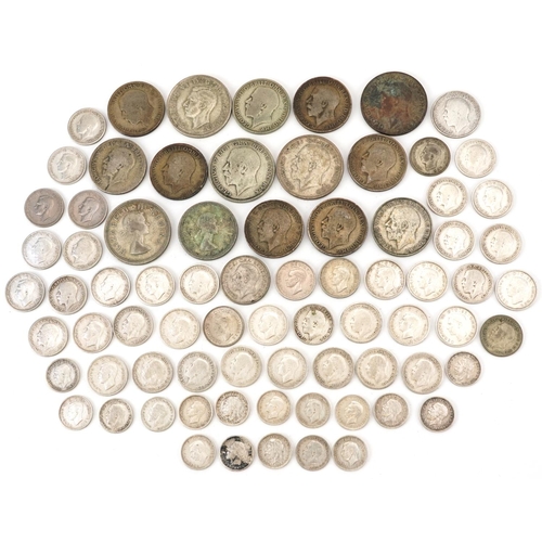 2098 - British pre decimal, pre 1947 coinage including half crowns and shillings, 320g